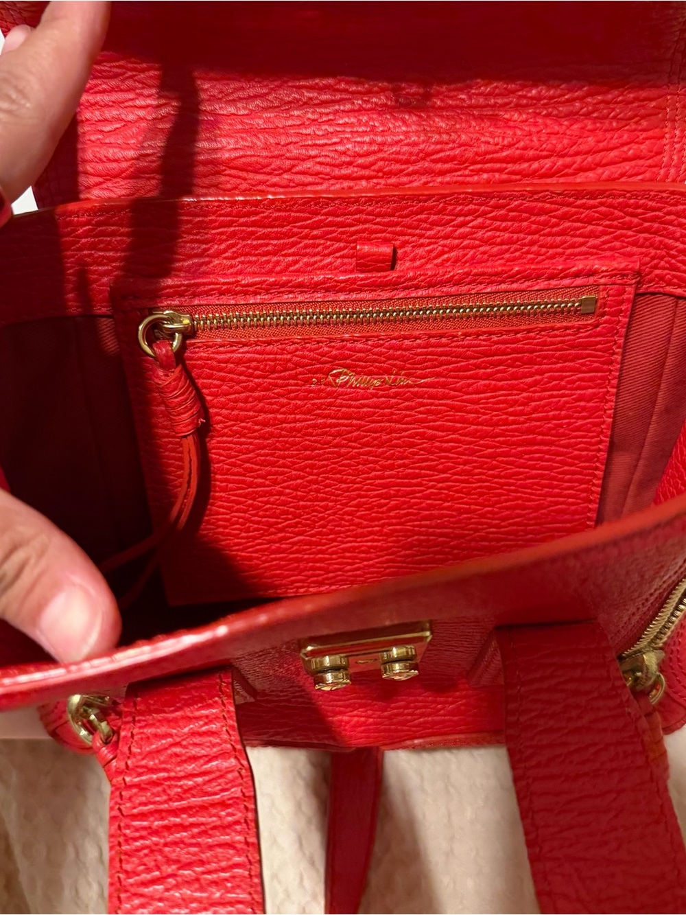 3.1 Phillip Lim Bright Red Mini Satchel with Gold Hardware - Picture 7 of 7